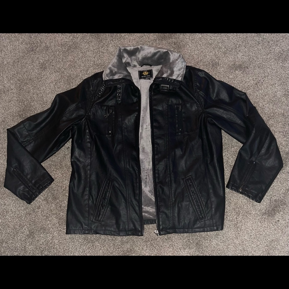 Brave Soul Faux leather jacket with faux fur collar